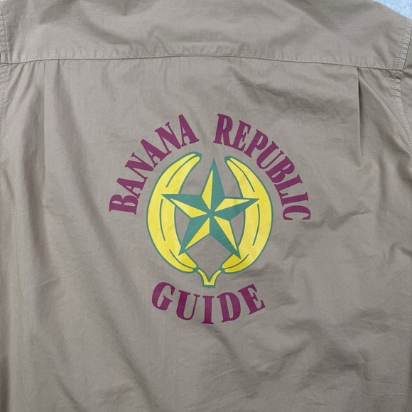 Banana Republic Shirt Womens Medium Beige Tan Utility Guide Button Up Cotton - Picture 7 of 12